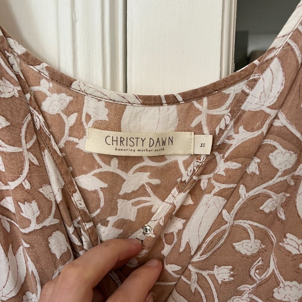 Christy Dawn Beige and White Printed Midi Dress - Picture 4 of 4